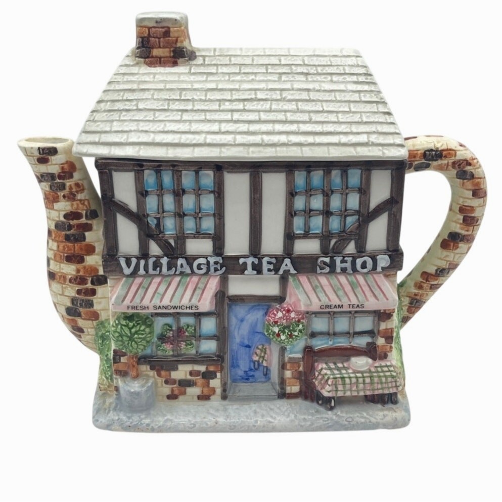 The Village Teapot Collectible from Western House Gifts Cottage Teapot with Lid