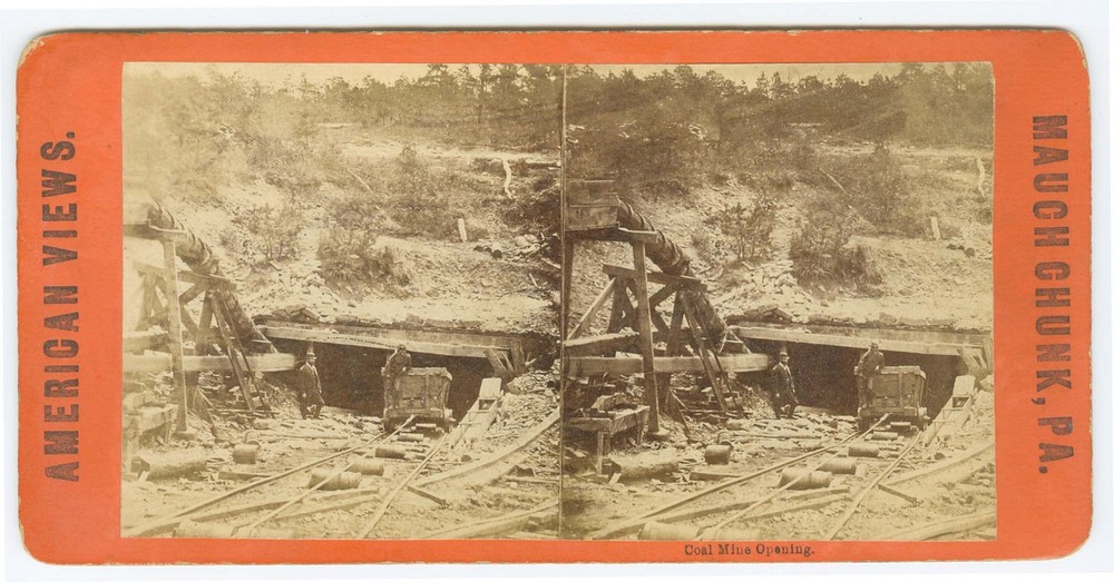 G2598~ PENNSYLVAN IA COAL MINING – Mine Opening Mach Chunk 1870s Stereoview