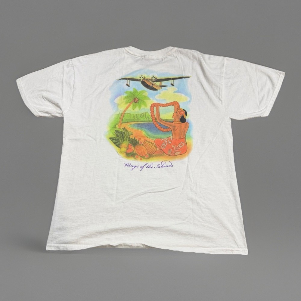Vintage 90’s Hawaiian Airlines Hilo Hattie Hawai’i Wings Of Island T Shirt Sz L