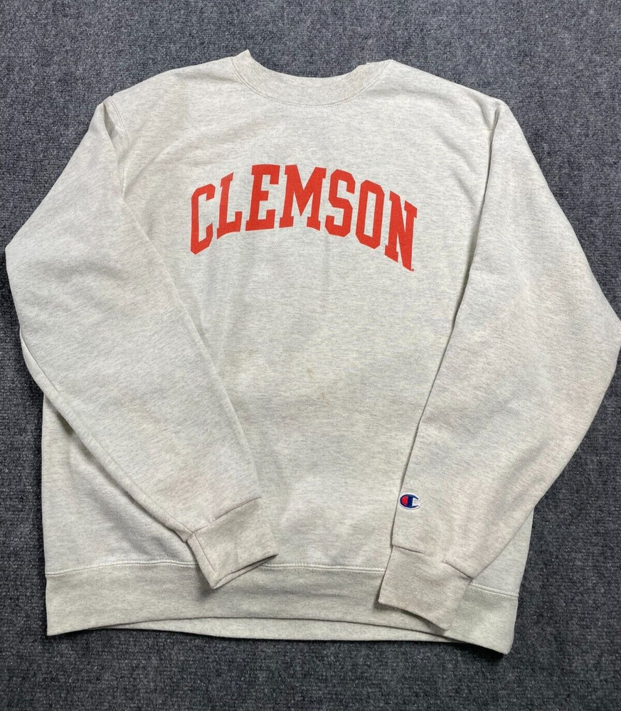 Champion Clemson University Tigers Men's Gray Embroidered Crew Neck Sweatshirt L