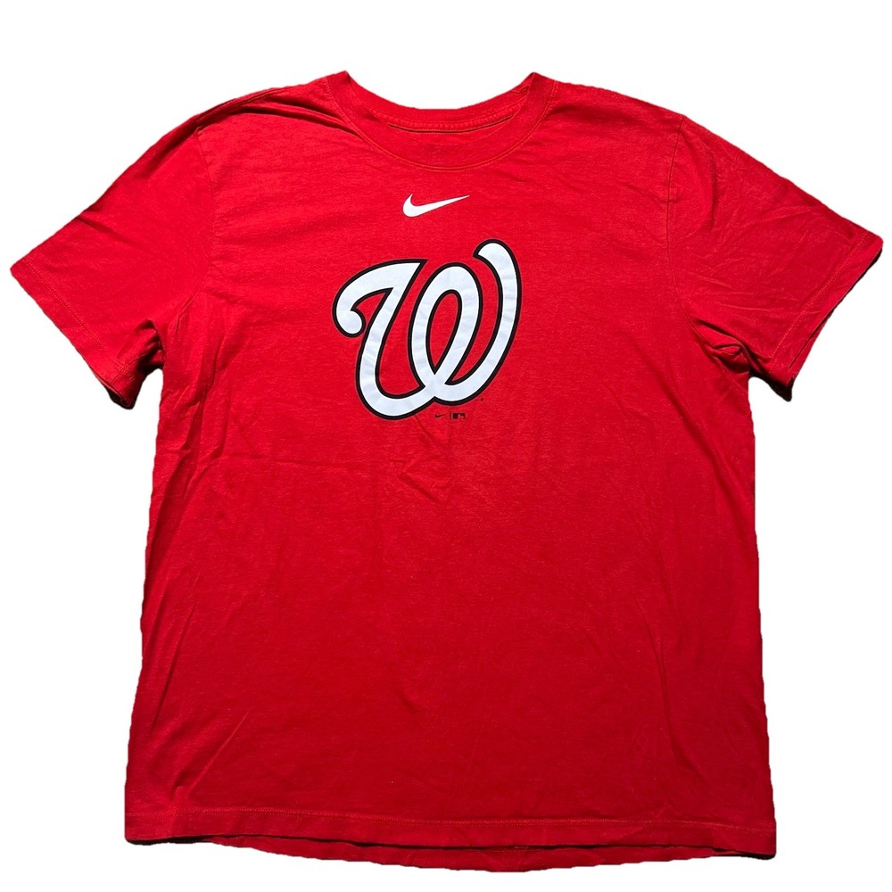 Washington Nationals Nike T Shirt Mens L Red MLB Baseball Logo