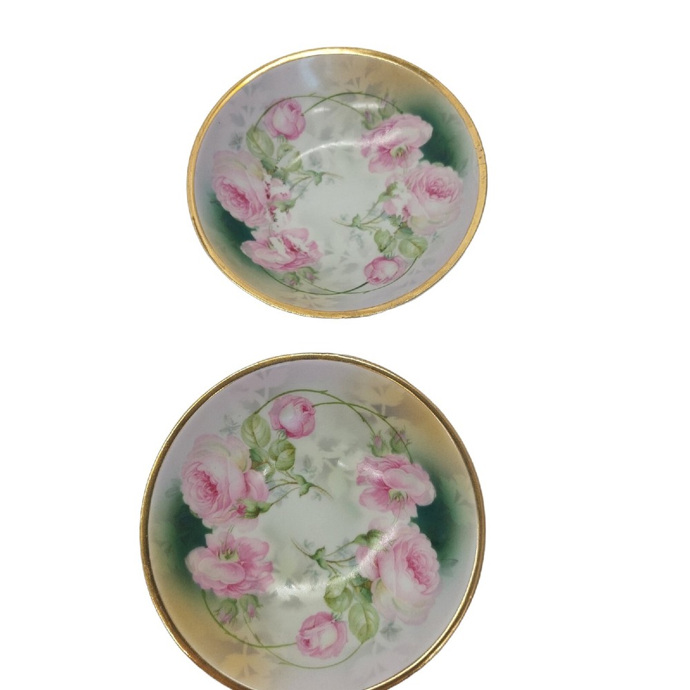 Antique Hand Painted Porcelain China Plate 5” Germany 45 Stamped Lot Of 2