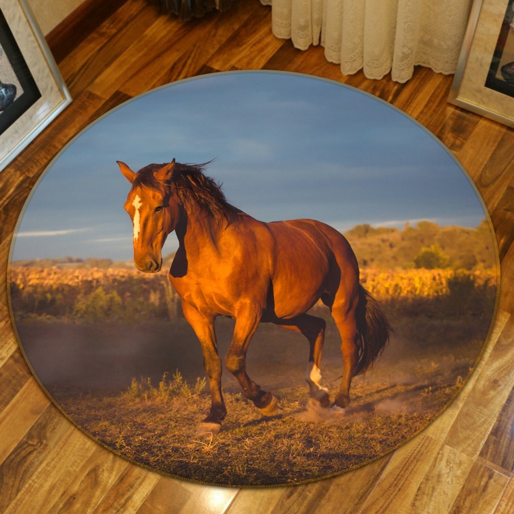 3D Brown Horse Prairie O1908 Animal Non Slip Rug Mat Elegant Photo Carpet Fay