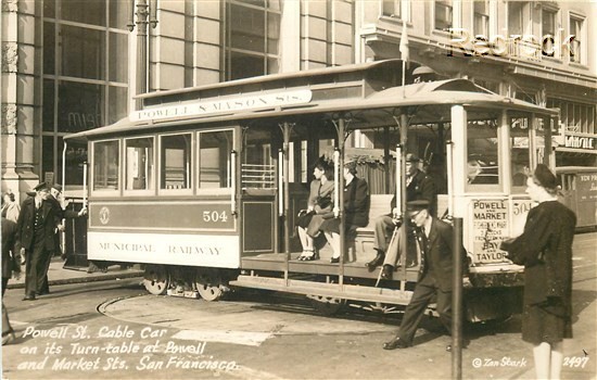CA, San Francisco, California, Powell Street, Cable Car, Zan No. 2497, RPPC