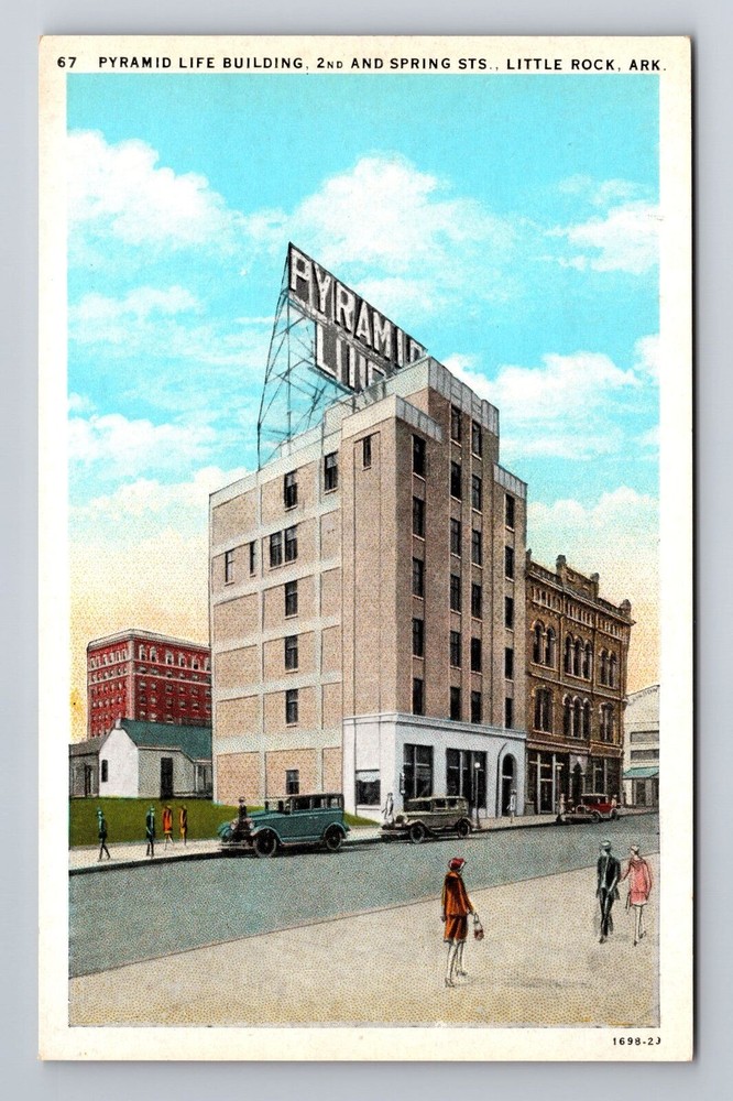 Little Rock AR-Arkansas, Pyramid Life Building, Antique Vintage Postcard