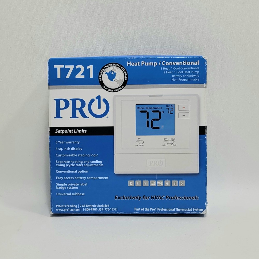 Pro1 T721 Non-Programmable 2H/1C Heat Pump Thermostat