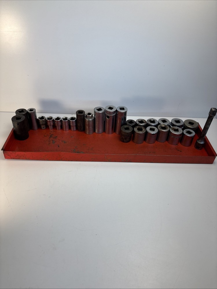 Vintage Mixed 1/2” Drive Socket Lot Craftsman SK Billings Bonney Tray