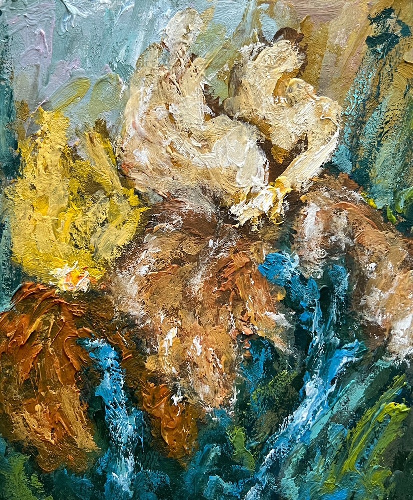 Impressionism Irises Art Iris Flower Original Oil Painting Floral Signed Artwork