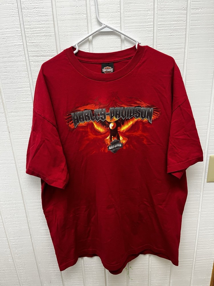 Harley-Davidson Akron Ohio Men’s XXL Red Graphic Print Tee Casual Streetwear 2XL