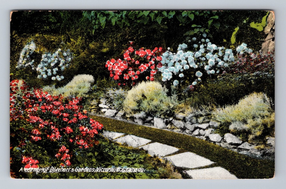Canada British Columbia Victoria Corner Of Butchart's Gardens Vintage Postcard