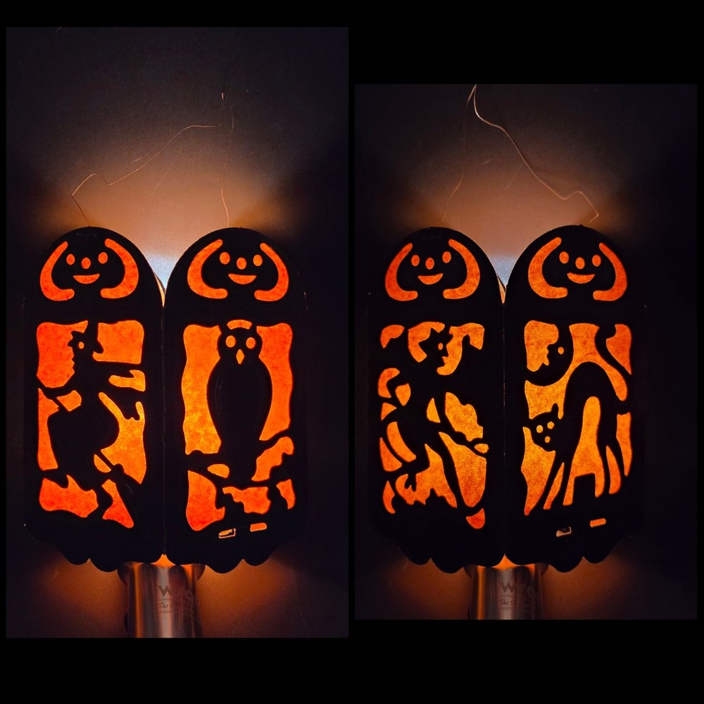 1920s Beistle Halloween Die Cut Luminary Lantern Witch Owl Cat Devil