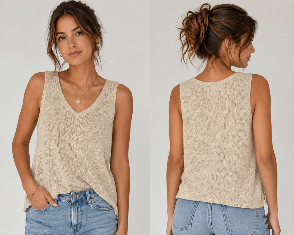 J. Crew Open Knit Cream V-neck Sleeveless Top Size XS Coquette #785