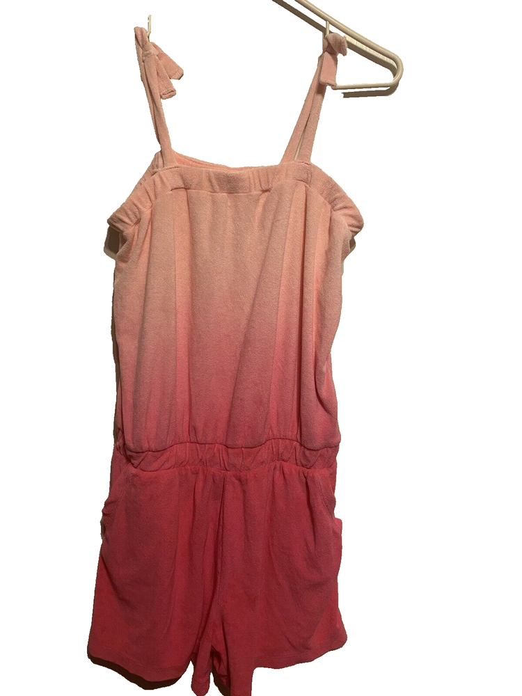 Gap Kids Towel Terry Romper Pink Fade  XXL 14/16 NWOT pockets tie shoulders