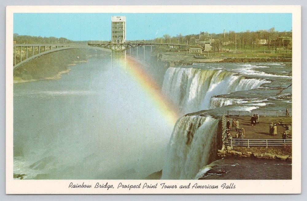 Niagara Falls Rainbow Bridge Prospect Point Tower American Falls Postcard