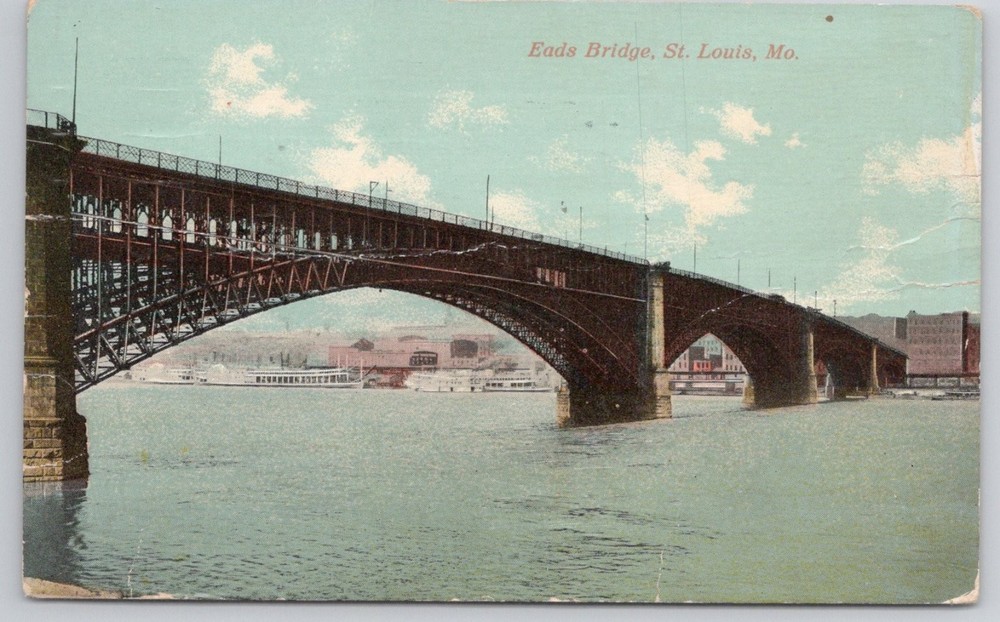 Eads Bridge St. Louis MO 1911 Postcard Divided Back Missouri River View