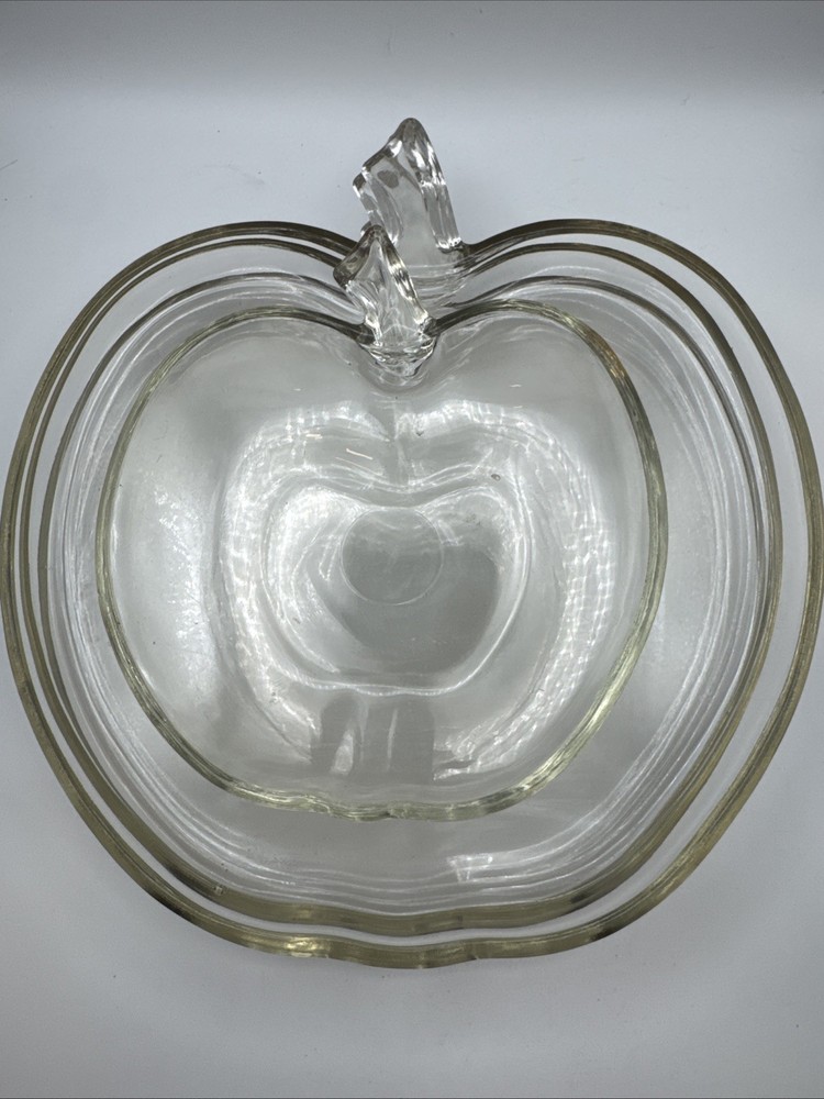 Set of 3 Vintage Clear Glass Apple Salad Plates 8