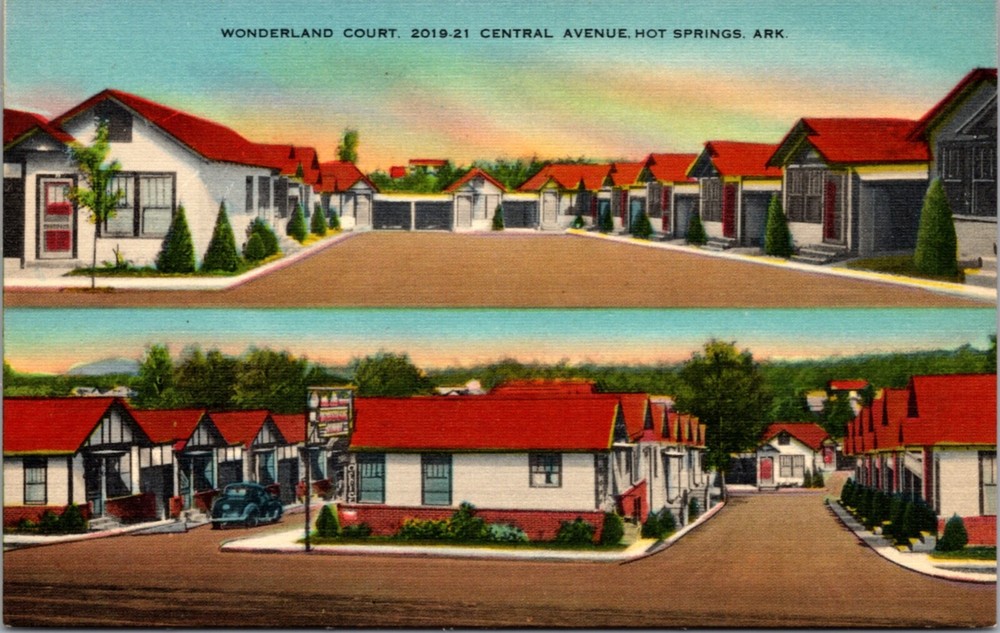 Linen Postcard Wonderland Court 2019-21 Central Avenue in Hot Springs, Arkansas