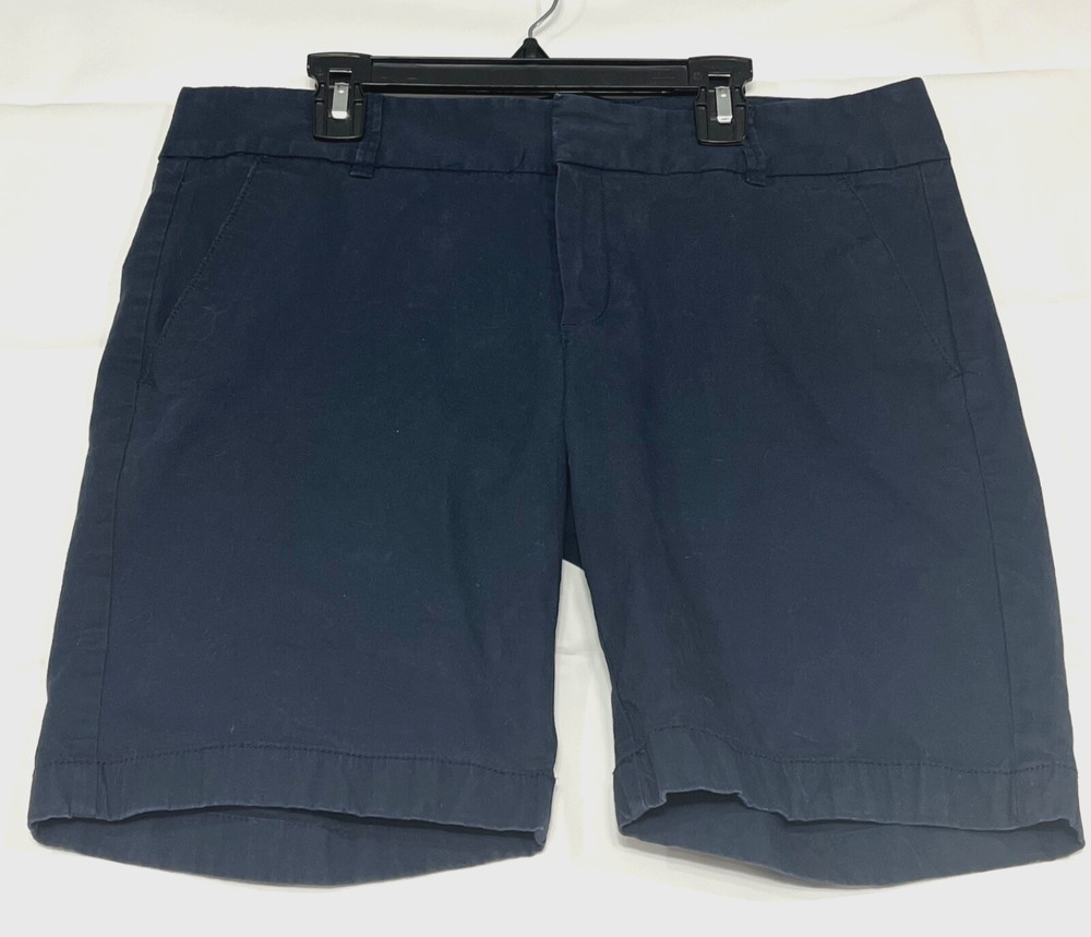 J CREW Shorts Womens Sz 8 Stretch Frankie Bermuda Cotton Chino Preppy Navy Blue