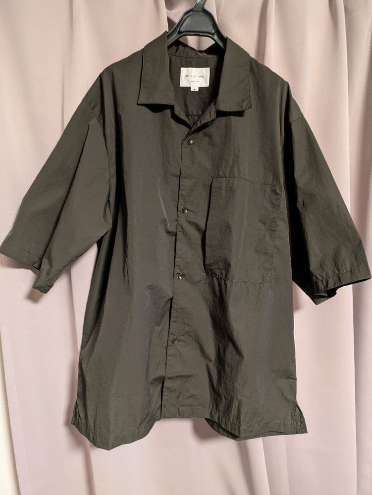 STILL BY HAND Dark Olive Open Collar Shirt Size 48 SH02252