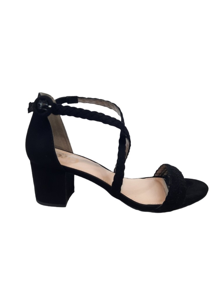 Sam Edelman Women's Black Sallie Braided Block-heel Circus Sandals Size 9.5