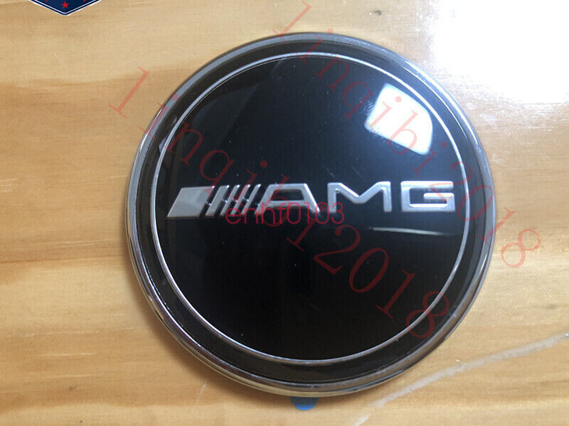 AMG Flat Black Laurel Wreath Hood Emblem for Mercedes 57mm Paste