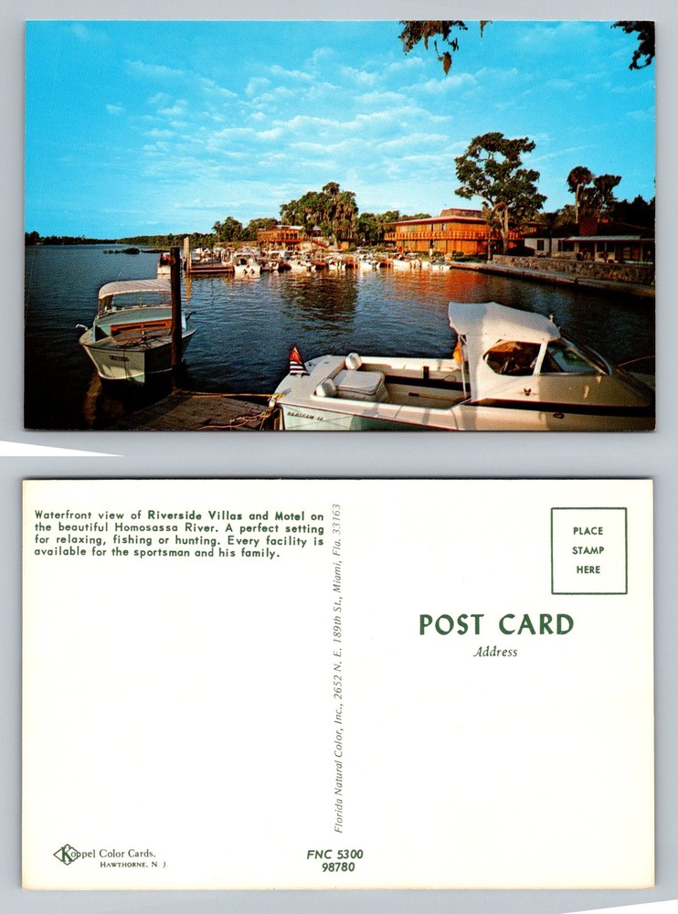 Homosassa, FL-Florida, Riverside Villas And Motel Waterfront Vintage Postcard