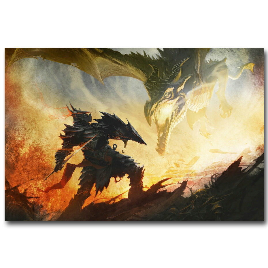 Dragon Fire Fantasy Art Wall Poster Print US 74863