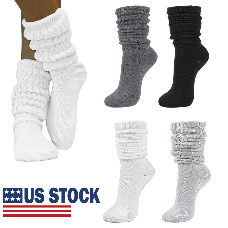Slouch Socks Men Women Cotton Scrunch Knee High Extra Long Heavy Socks New USA