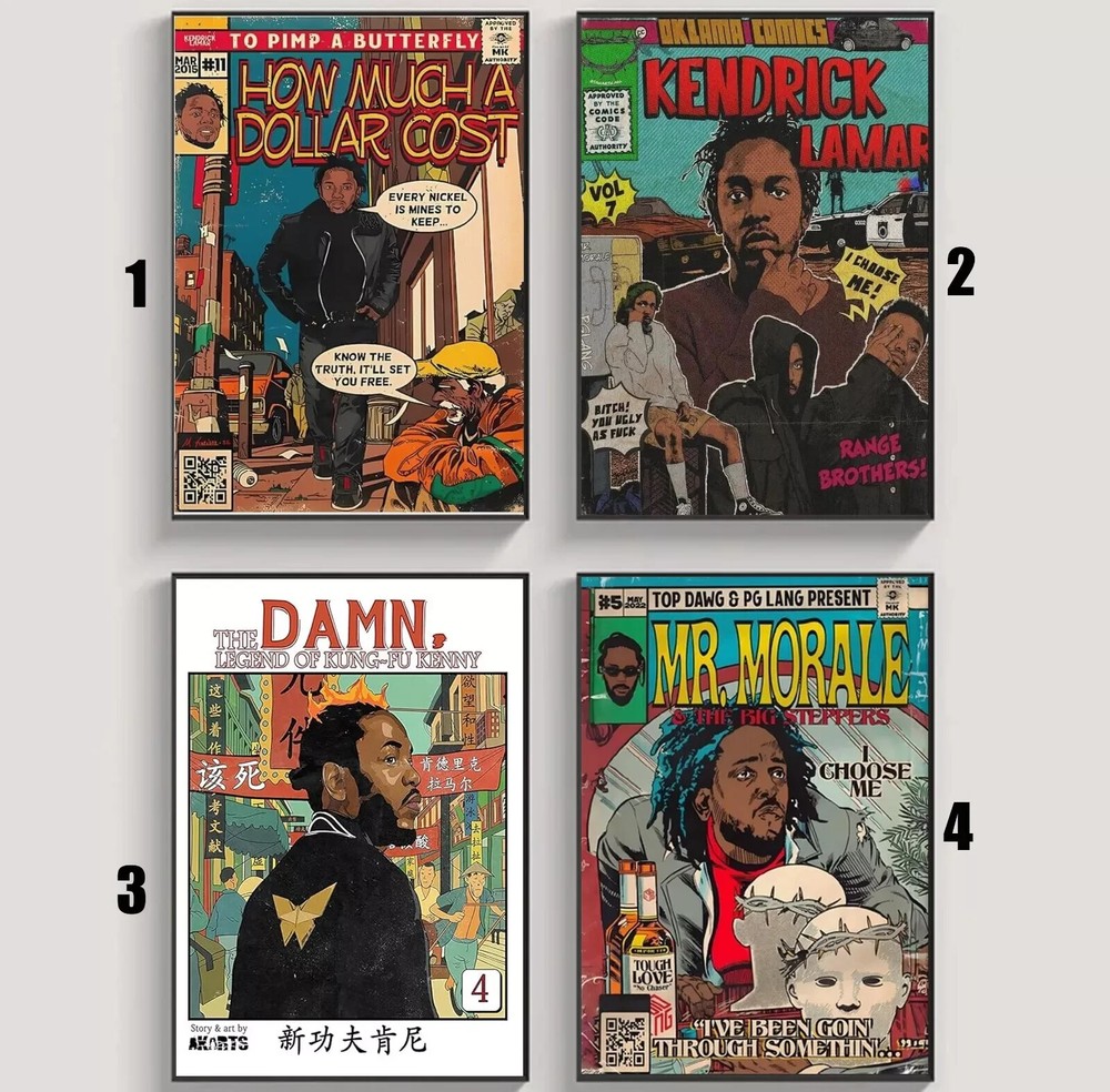 Custom Kendrick Lamar Vintage Comic Poster - Wall Art Decor Unframed