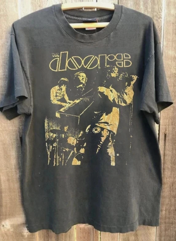 Vtg The Doors band 90s Unisex Charcoal Graphic T shirt Classic Style