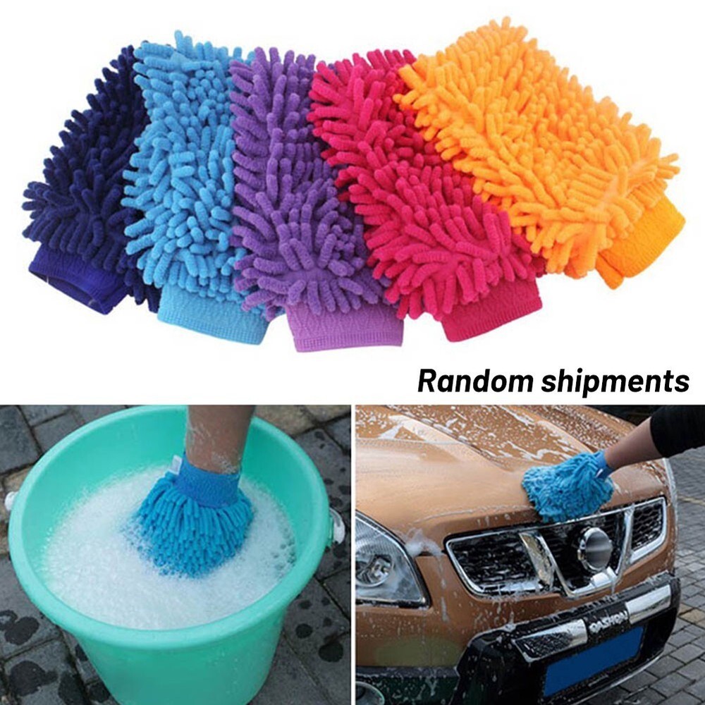 Car Wash Dual Sided Chenille Gloves Wiper Car Clean Towel Auto Dust Mitt