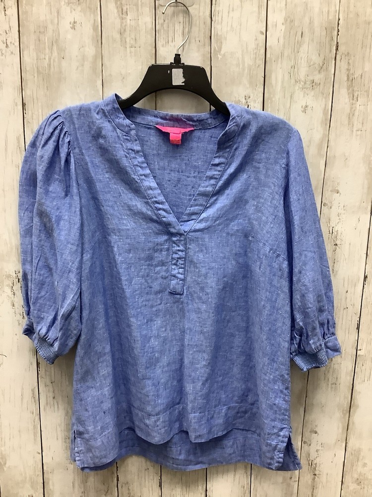 Lilly Pulitzer Stone Wash Blue 3/4 Sleeve With Scrunched Cuff Size 6