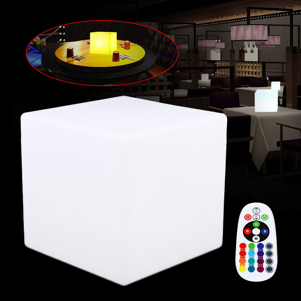 10-inch RGB LED Light Cube Stool with Remote Control and Rechargeable Battery