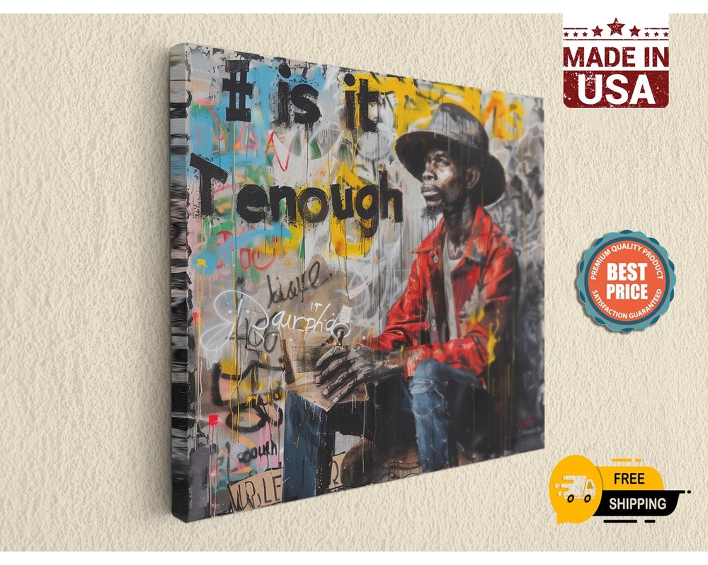 New York Street Art Is It Enough Graffiti by Banksy on Canvas Print - Home Decor