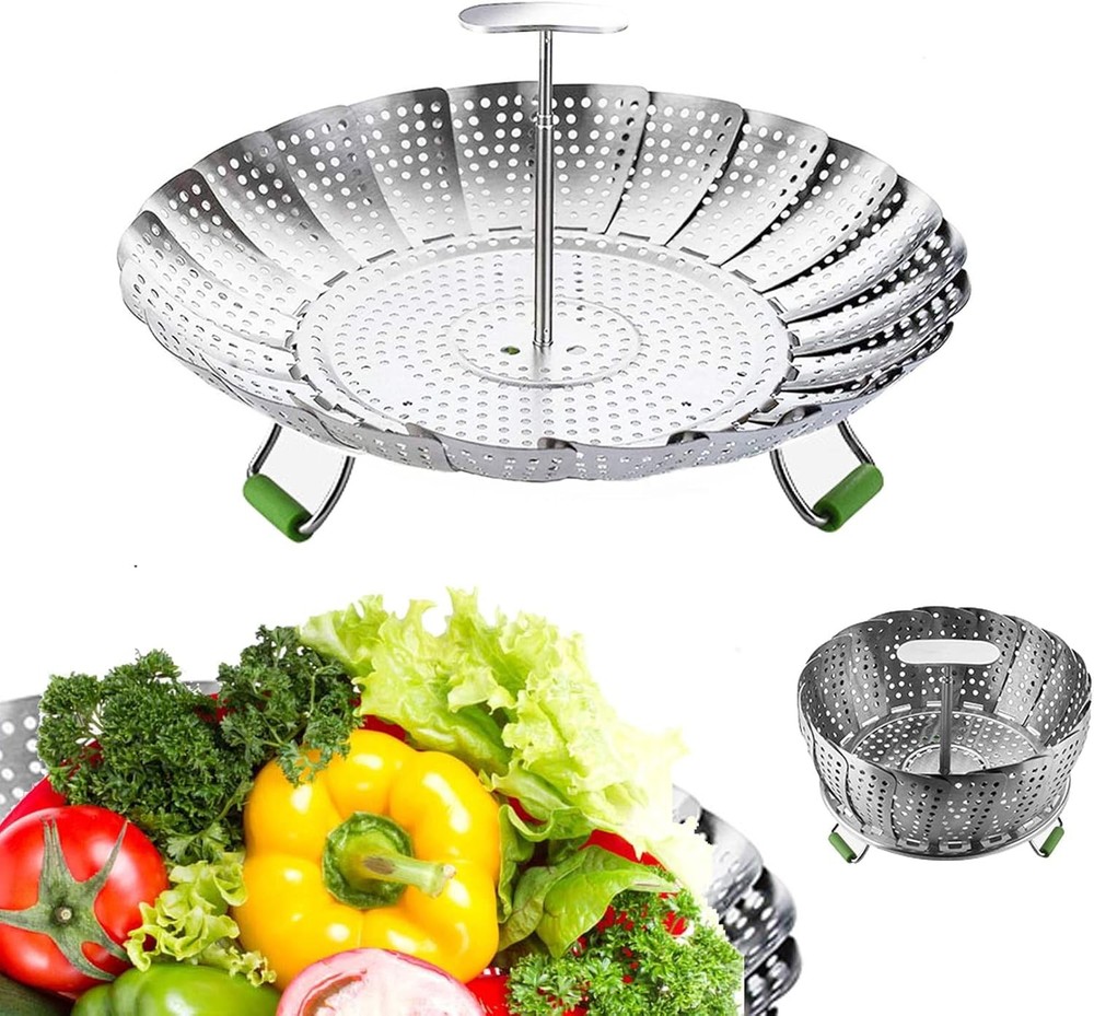Steer Basket Stainl Steel Veggie Steer Basket for Cooking Folding