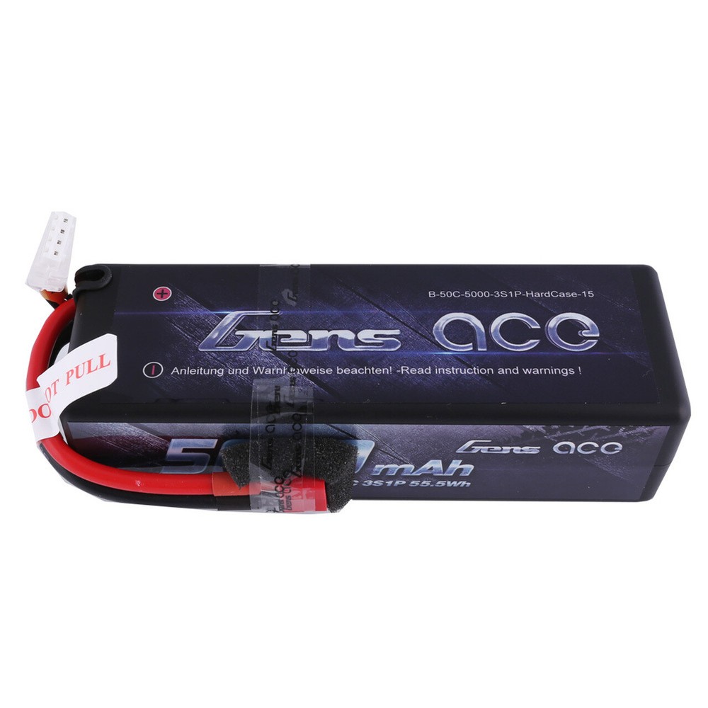 Gens Ace 5300mAh 11.1V 60C 3S HardCase Lipo RC Car / Truck Battery w/ Deans Plug-image