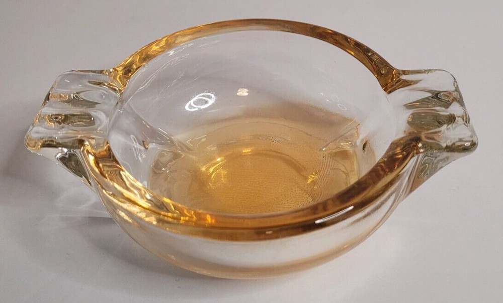 Vintage Carnival Glass Ashtray Iridescent Marigold Depression Thick Heavy
