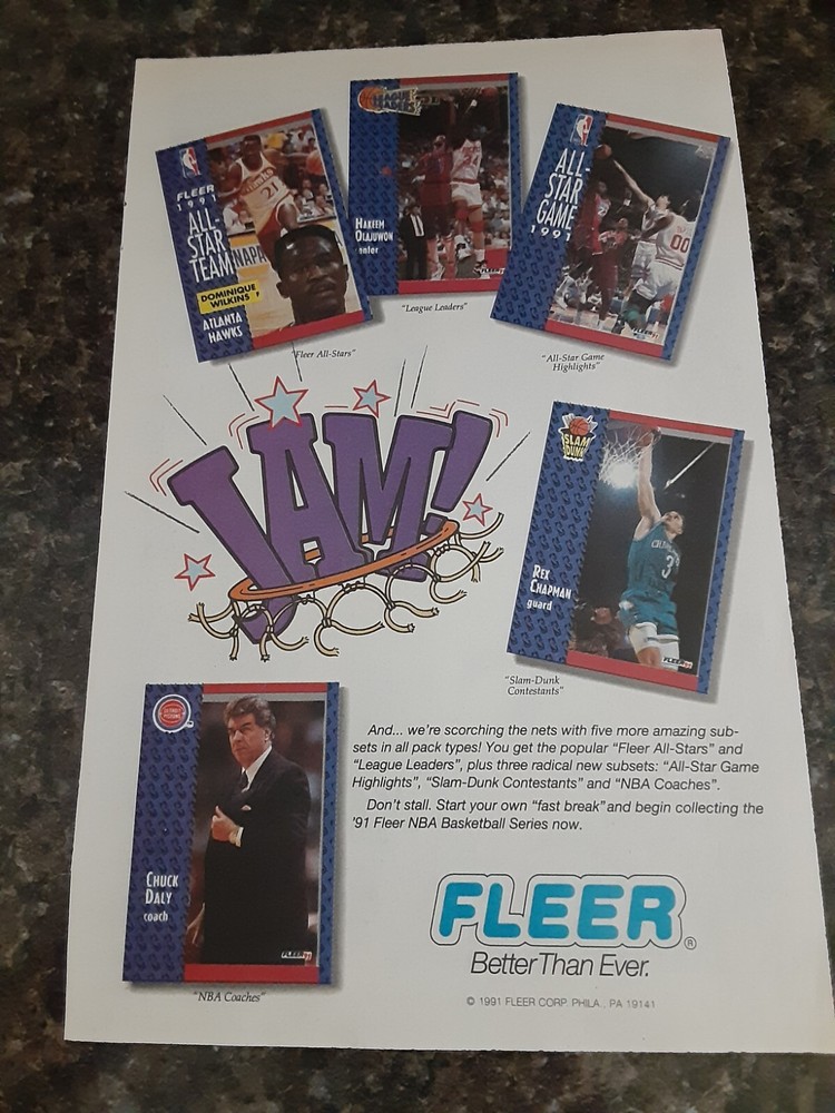 Fleer Jam 1991 Ad Print Advertisment Preowned
