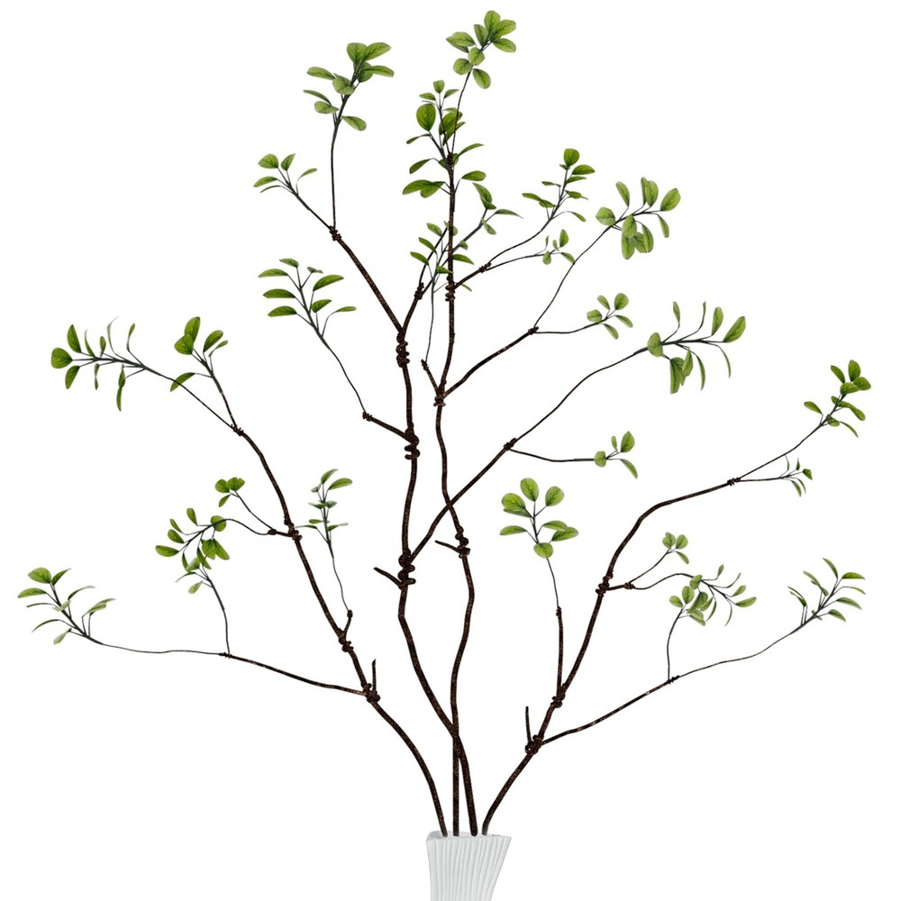 Artificial Greenery Branches for Vases - 4 Pcs Tall Faux Ficus Stems with Rea...