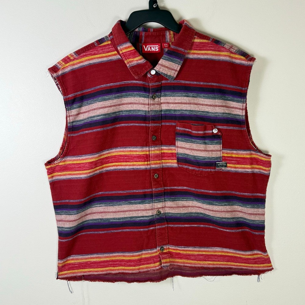 Y2K Vans western streetwear striped vest button front mens XXL