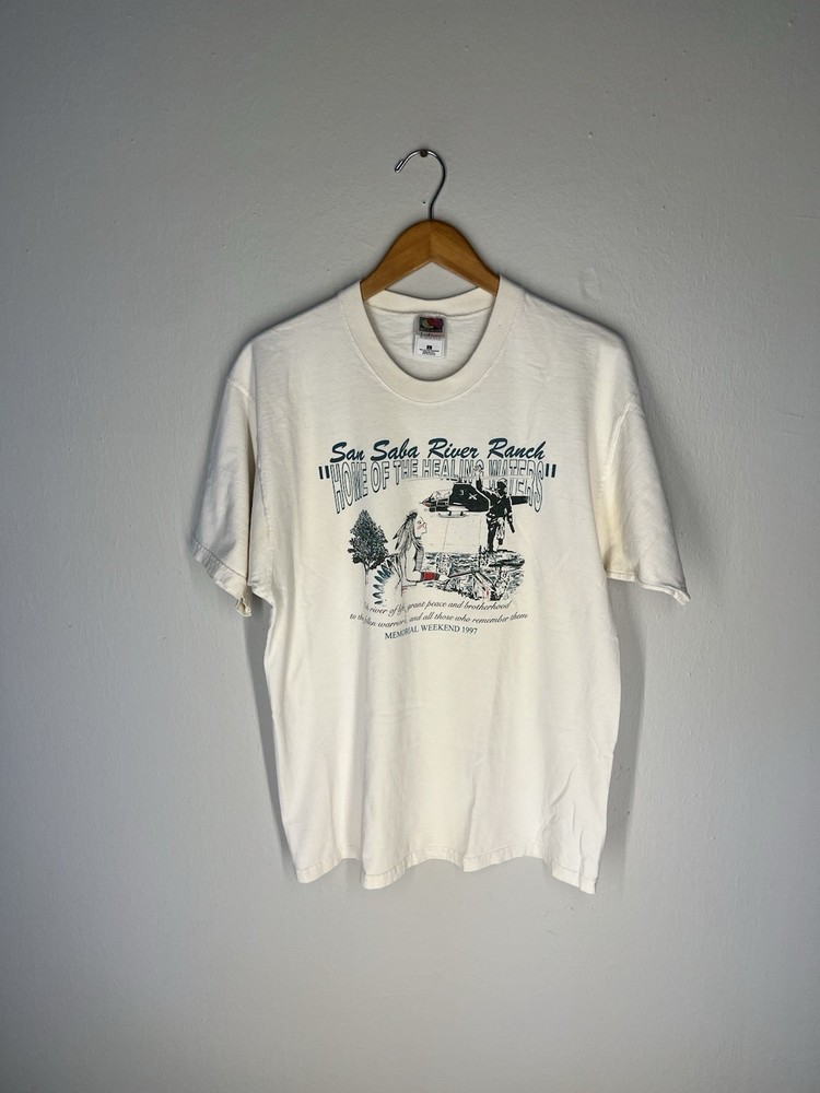 San Saba River Ranch 1997 Vintage T-Shirt L White Single Stitch Made USA