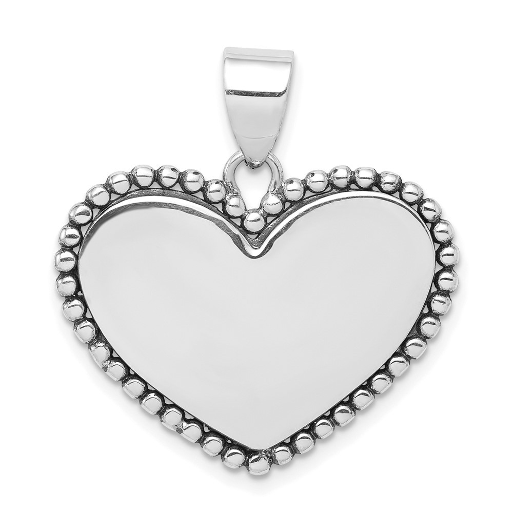 Sterling Silver Rhodium-plated Heart Pendant 2.7gm L-27 mm, W-27 mm