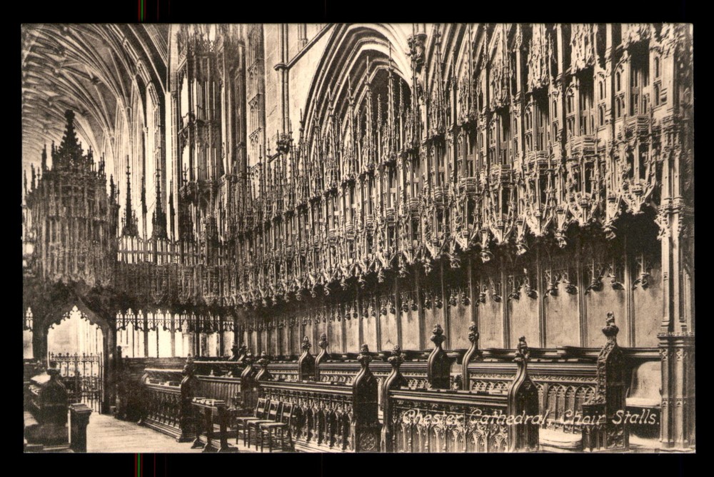 Chester Cathedral Choir Stalls England Church Inside View UNP Postcard