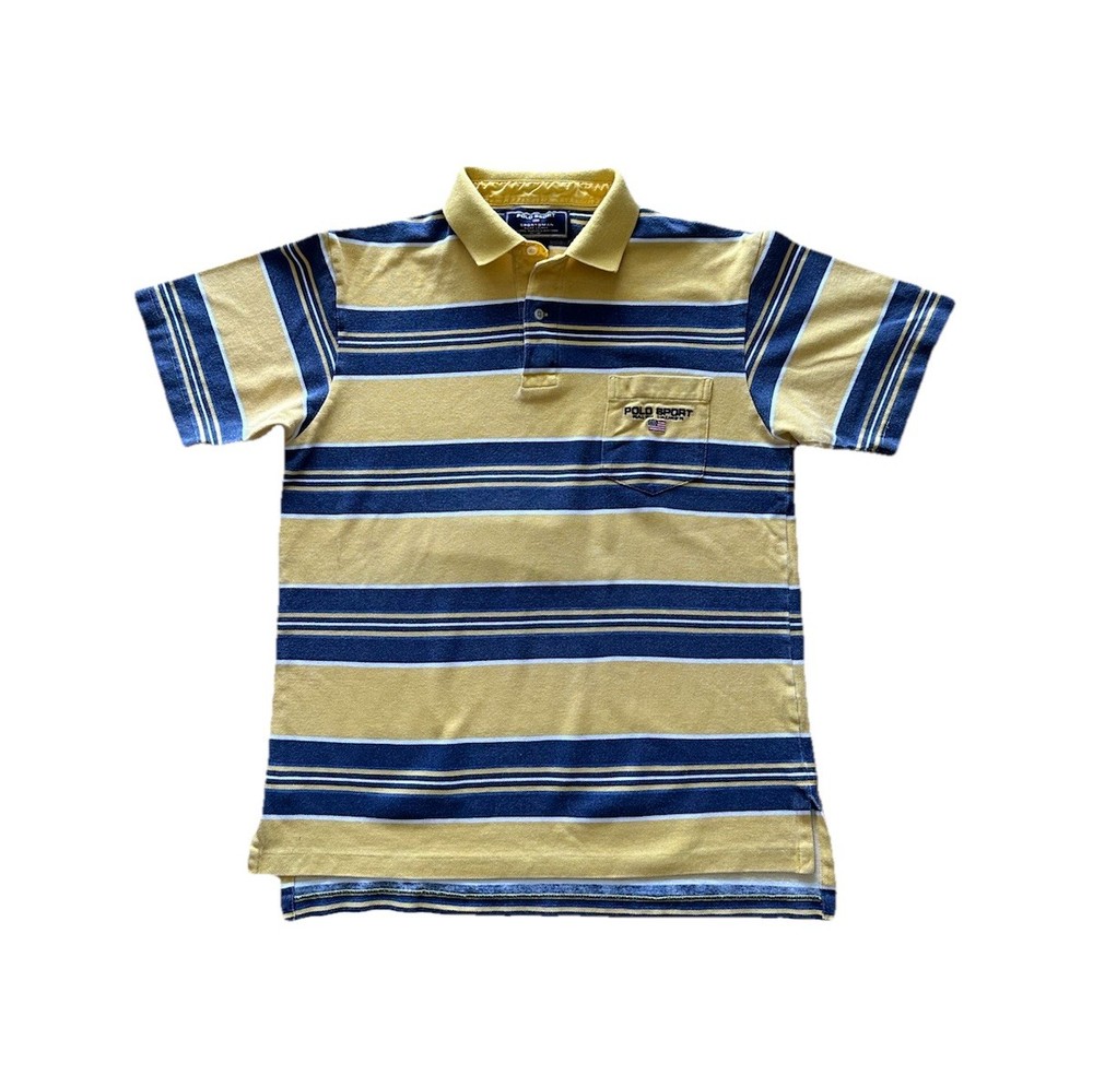 Vintage Polo Ralph Lauren Sportsman Polo Shirt Mens Size Small Yellow Stripe 90s