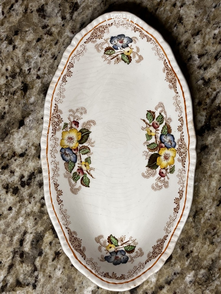 Vintage Ridgeway,  English “Apple Blossom”  Relish plate. Early 18th century