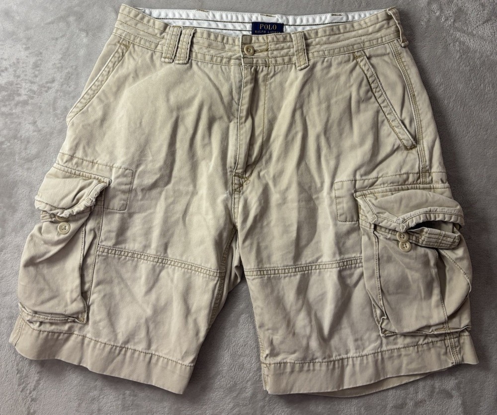 Polo Ralph Lauren Classic Polo Chino Cargo Shorts Beige Utility Casual Mens 35
