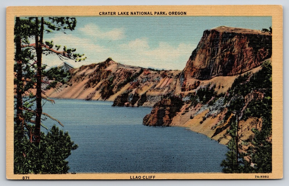 Oregon~View Of Llao Cliff @ Crater Lake Natl Park~Colortone Vintage Linen PC