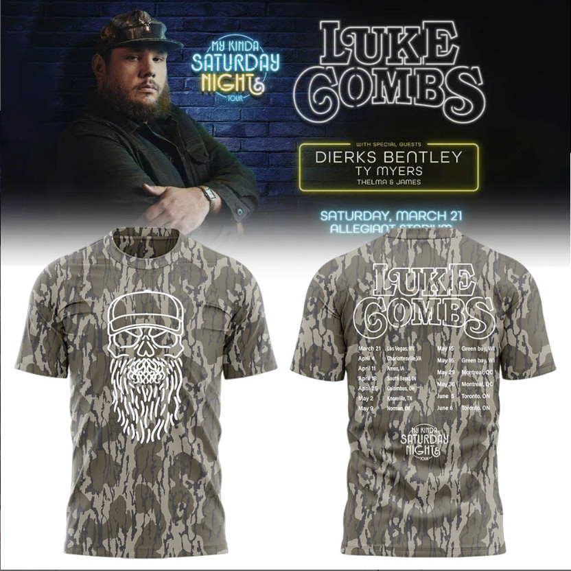 Luke Combs Merch “My Kinda Saturday Night Tour” Limited Edition Tshirt