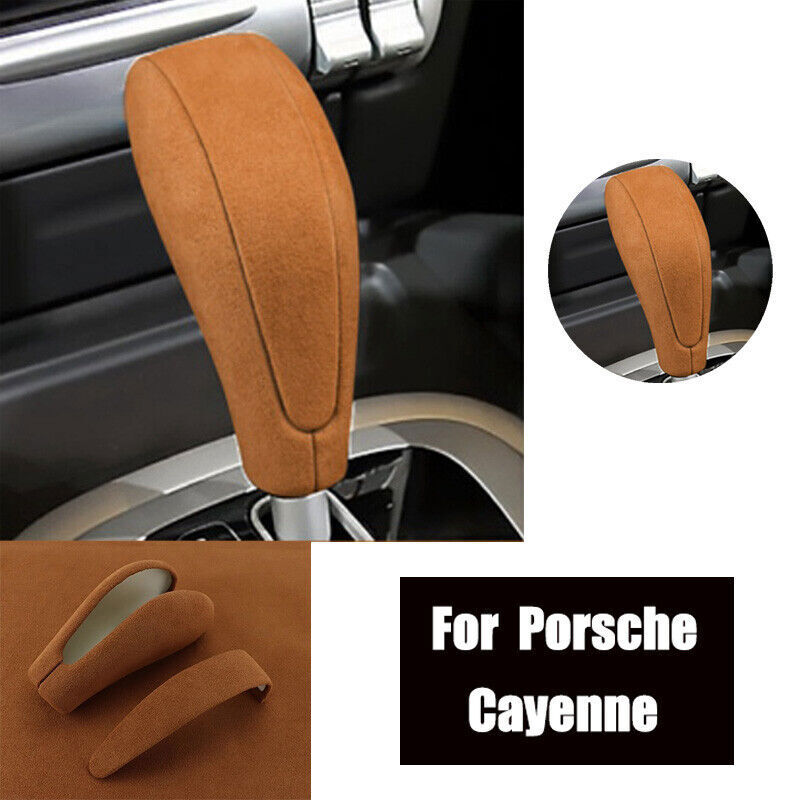 Brown Suede Leather Shift Knob Cover for Porsche Cayenne 2004-2009