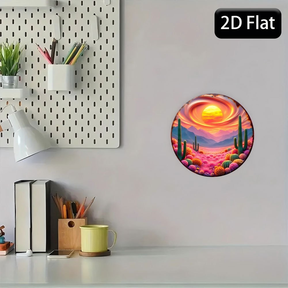 8 Inch Southwest Desert Cactus Sunset Landscape Metal Sign